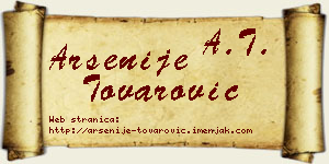 Arsenije Tovarović vizit kartica